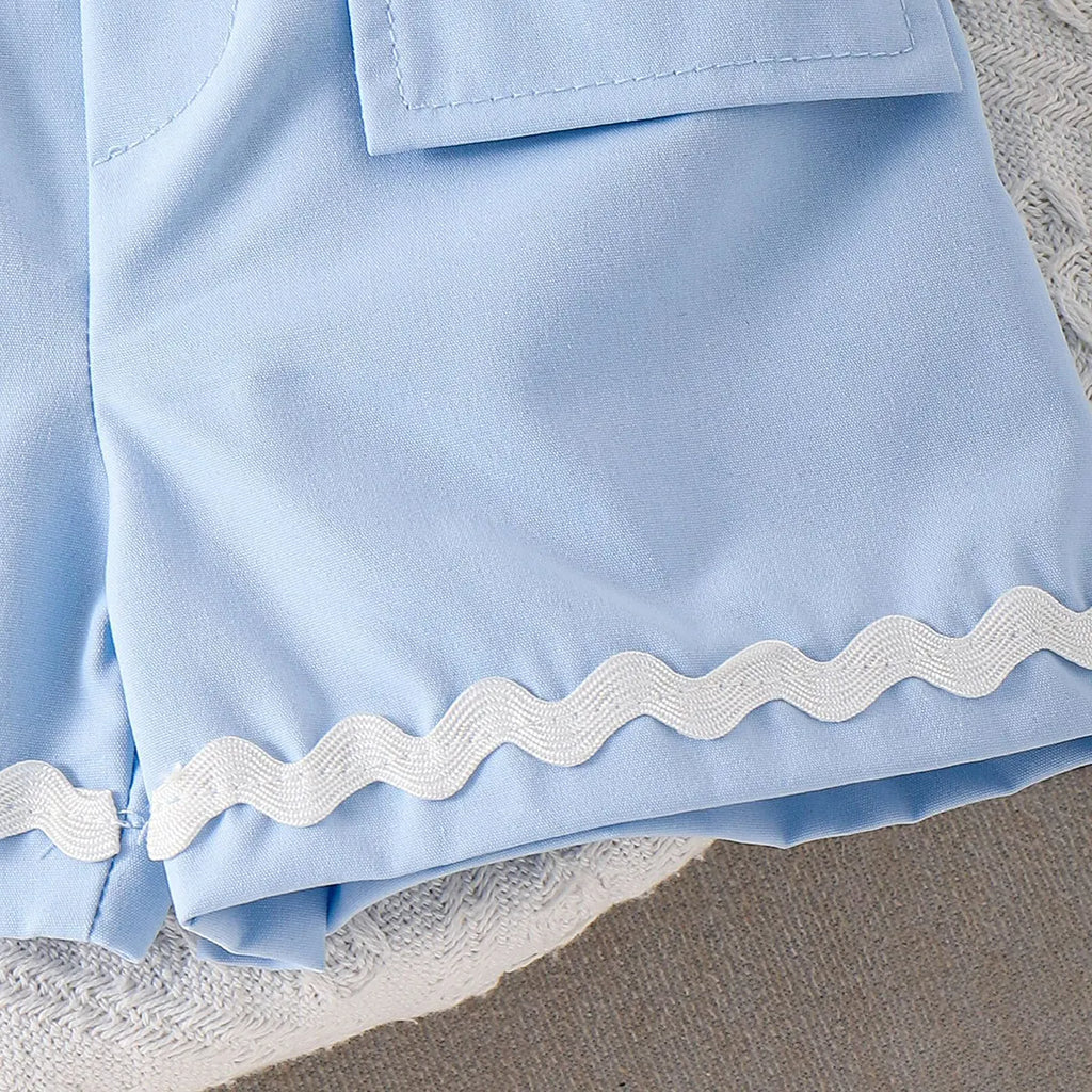 Girls Sleeveless Polo Top With Light Blue Shorts Sets 2 pc. Sets