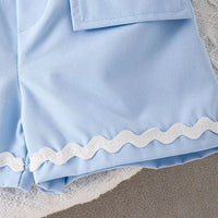 Girls Sleeveless Polo Top With Light Blue Shorts Sets 2 pc. Sets