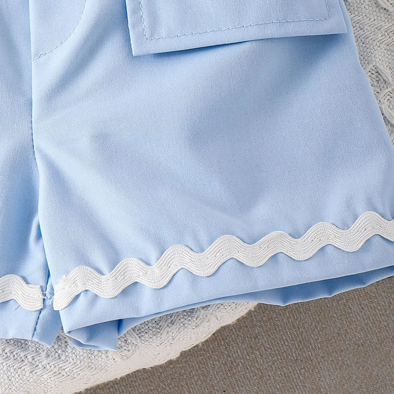 Girls Sleeveless Polo Top With Light Blue Shorts Sets 2 pc. Sets
