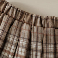 Girls Light Brown Collared Top With Knitted Vest & Checked Skirt sets Sets