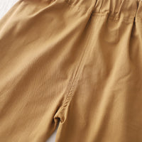 Boys Khaki Color-Blocked Shirt With T-Shirt And Cargo Shorts Set Sets