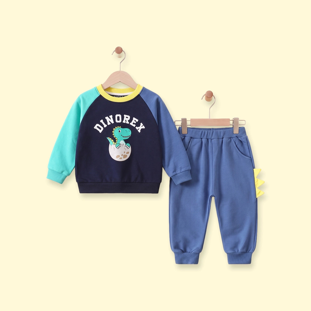 Boys Navy Blue Dinosaur Graphic Raglan Sleeve Sweatshirt & Jogger Sets 2 pc. Sets Navy Blue 1-2 Y