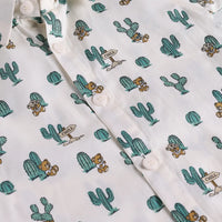Boys Green Cactus Printed Shirt With T-Shirt And Shorts Sets 3 pc. Sets