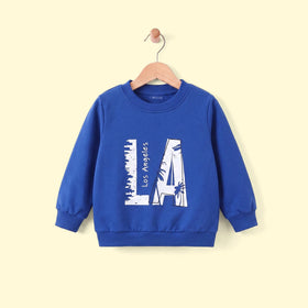 Boys Blue Typography Print Long Sleeve Sweatshirt Sweatshirts & Hoodies Blue 3-4 Y