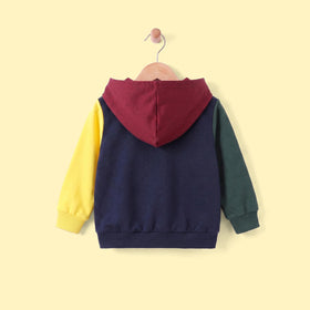 Boys Multicolour Colour-blocked Long Sleeve Hooded Sweatshirt Sweatshirts & Hoodies