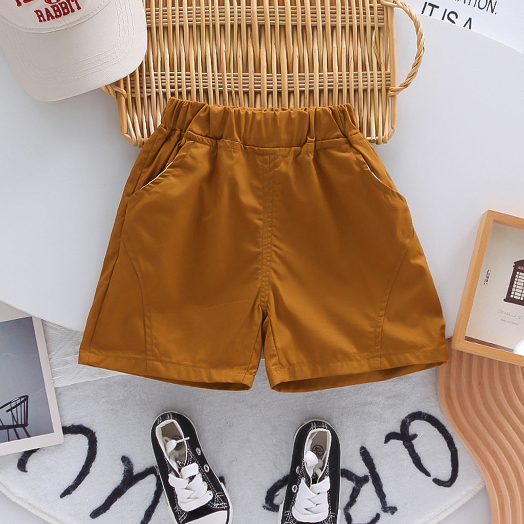 Boys Brown Typographic Printed Short Sleeves T-Shirt With Shorts Set 2 pc. Sets