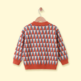Girls Red Jacquard Long Sleeve Sweater Sweaters & Cardigans
