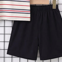 Boys Multicolour Striped Short Sleeve Polo T-Shirt With Shorts Sets 2 pc. Sets