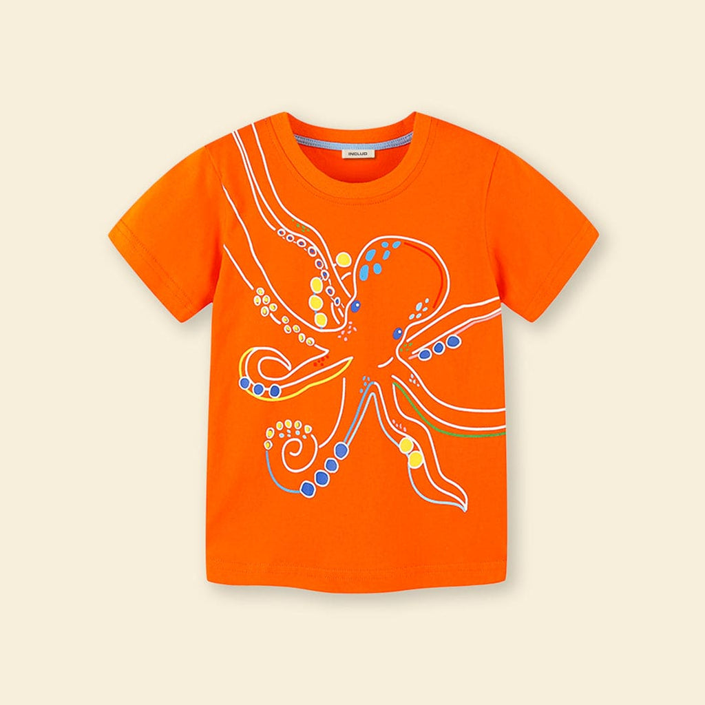 Boys Short Sleeve Octopus Print T-Shirt