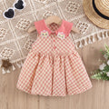 Girls Pink Sleeveless Checked Balloon Dress Casual Dresses Pink 1-2 Y
