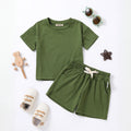 Boys Army Green Short Sleeves T-Shirt With Shorts Co-ord Sets Sets Army Green 1-2 Y