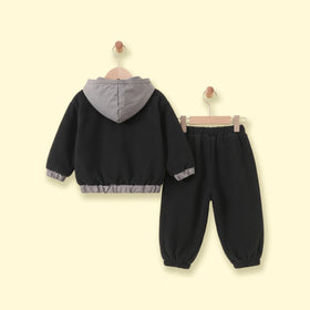 Boys Dark Grey Fleece Hooded Sweatshirt & Joggers Co-ord Sets Sets