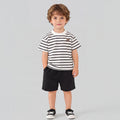 Boys Black Striped Short Sleeve T-Shirt With Shorts Sets 2 pc. Sets Black 1-2 Y