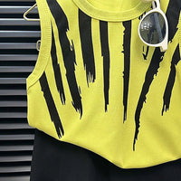 Boys Yellow Abstract Printed Sleeveless T-Shirt With Shorts Sets 2 pc. Sets