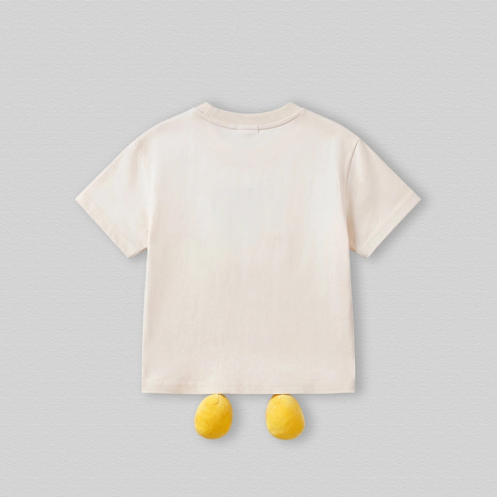 Boys Cream Mickey Mouse Applique Short Sleeve T-Shirt Tshirts
