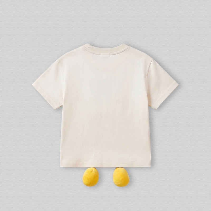 Boys Cream Mickey Mouse Applique Short Sleeve T-Shirt Tshirts