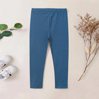 Girls Blue Solid Ankle Length Leggings Leggings & Tights Blue 1-2 Y