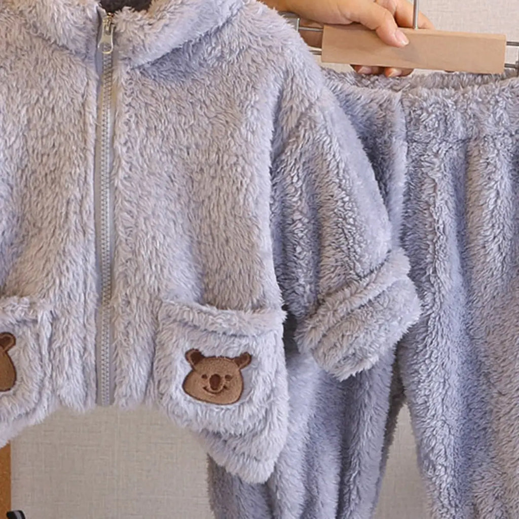 Boys Grey Fleece Zip-up Jacket With Jogger Co-ord Sets Sets