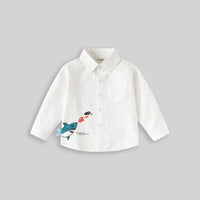 Boys White Shark Graphic Long Sleeve Shirt Shirts