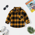 Boys Yellow Checked Flannel Long Sleeves Shirts Shirts Yellow 1-2 Y