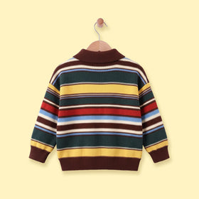 Boys Multicolour Striped Long Sleeve Polo Sweater Sweaters & Cardigans