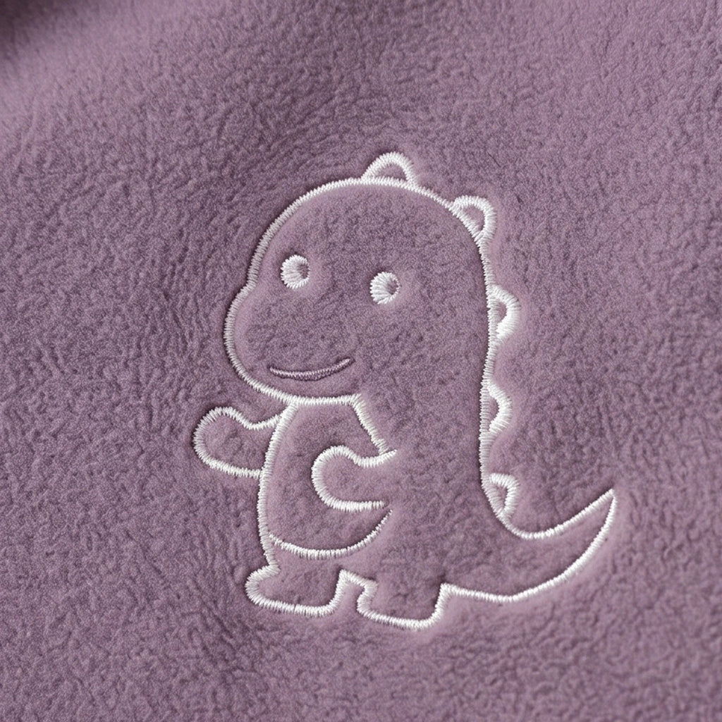 Boys Purple Dinosaur Embroidered Hooded Jacket Coats & Jackets