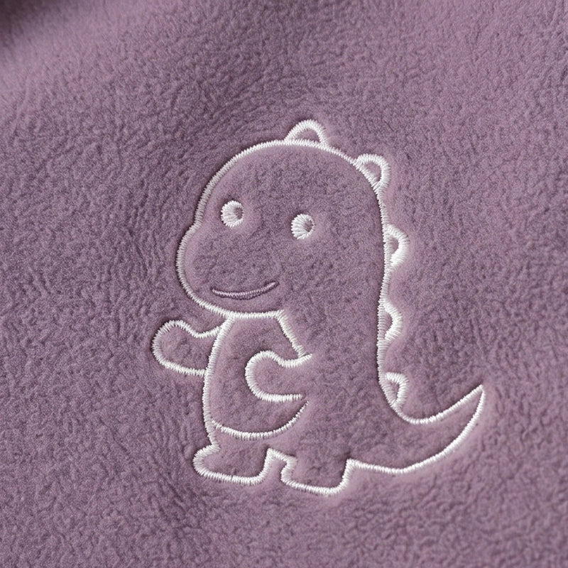 Boys Purple Dinosaur Embroidered Hooded Jacket Coats & Jackets