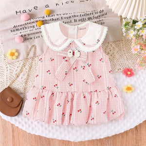 Girls Light Pink Cherry Print A-line Dress Casual Dresses Light Pink 1-2 Y