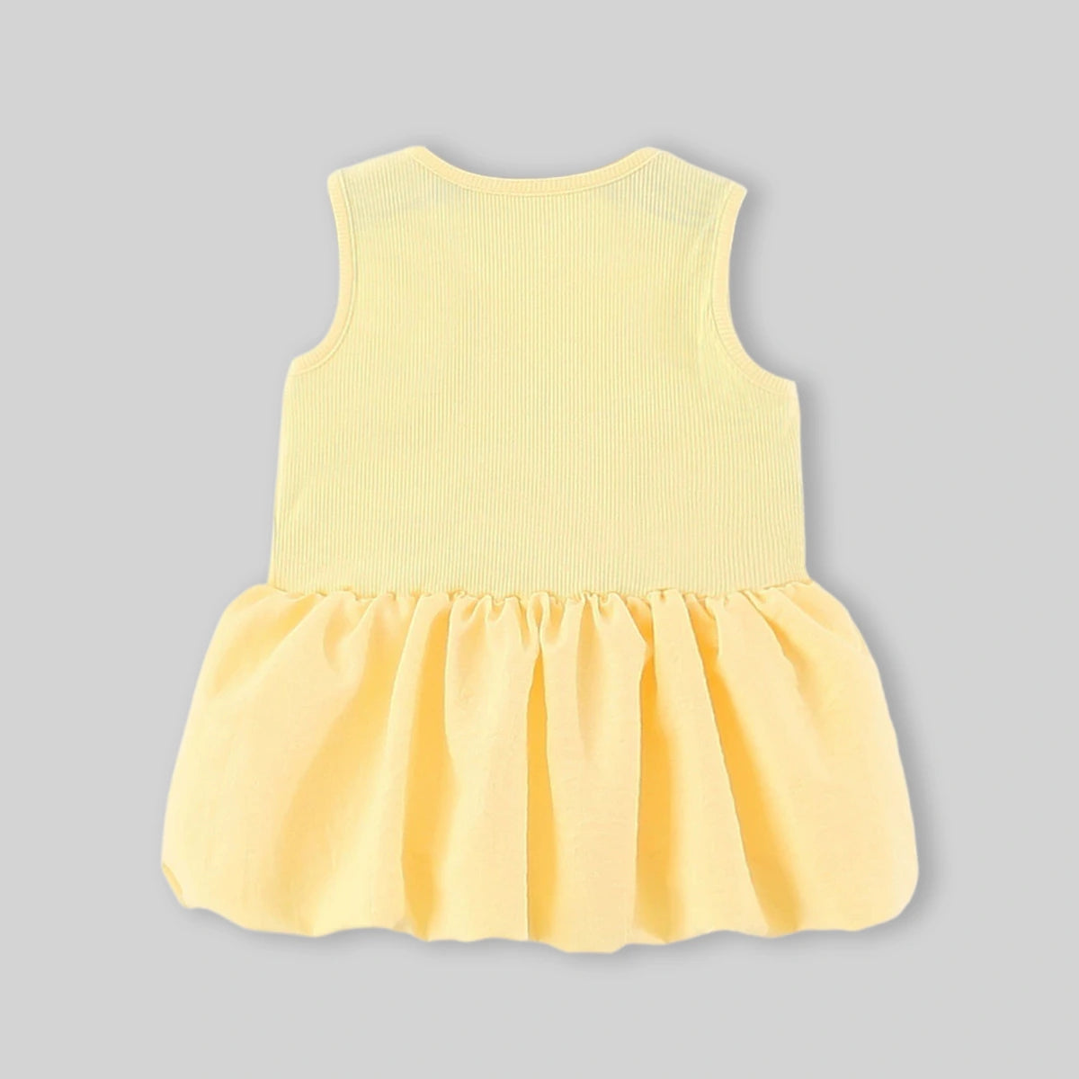 Girls Yellow Flared Sleeveless Mini Dress With Bow Detail Casual Dresses