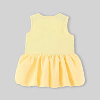 Girls Yellow Flared Sleeveless Mini Dress With Bow Detail Casual Dresses