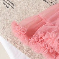Girls 3D Flowers Applique Top With Peach Tiered Tulle Skirts Set Sets