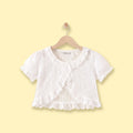 Girls White Schiffli Embroidered Short Sleeve Shrug Tops White 3-4 Y