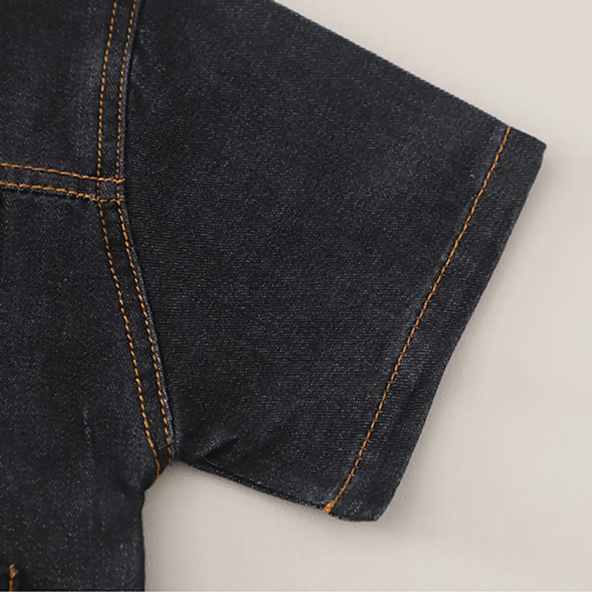 Boys Black Denim Short Sleeves Shirt & Shorts Co-ord Sets Sets