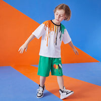 Boys Green Printed Short Sleeve T-shirt with Shorts Sets 2 pc. Sets Green 3-4 Y