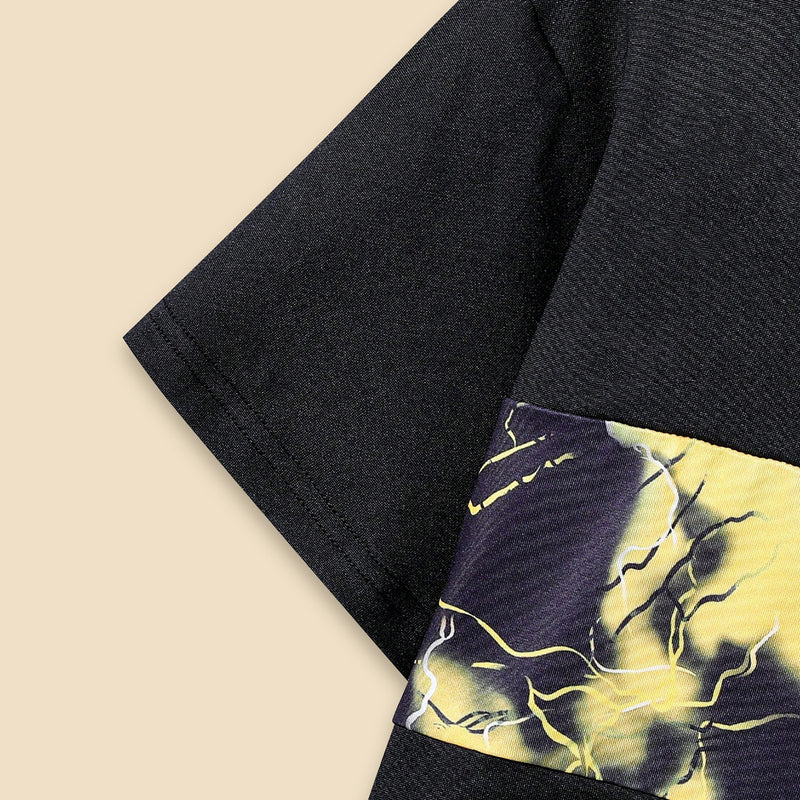 Boys Black Short Sleeves T-Shirt With Abstract Printed Shorts Set 2 pc. Sets