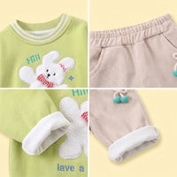 Girls Green Bunny Applique Sweatshirt & Pants Sets Sets