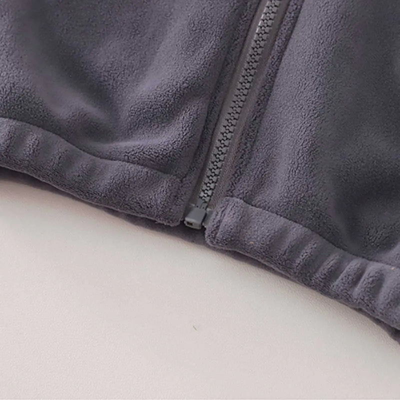 Boys Grey Letters Embroidered Fleece Hooded Zipper Jacket With Jogger Co-ord Sets Sets
