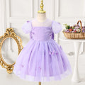Girls Lavender Butterfly Applique Puff Sleeve Fit & Flare Dress Casual Dresses Lavender 3-4 Y