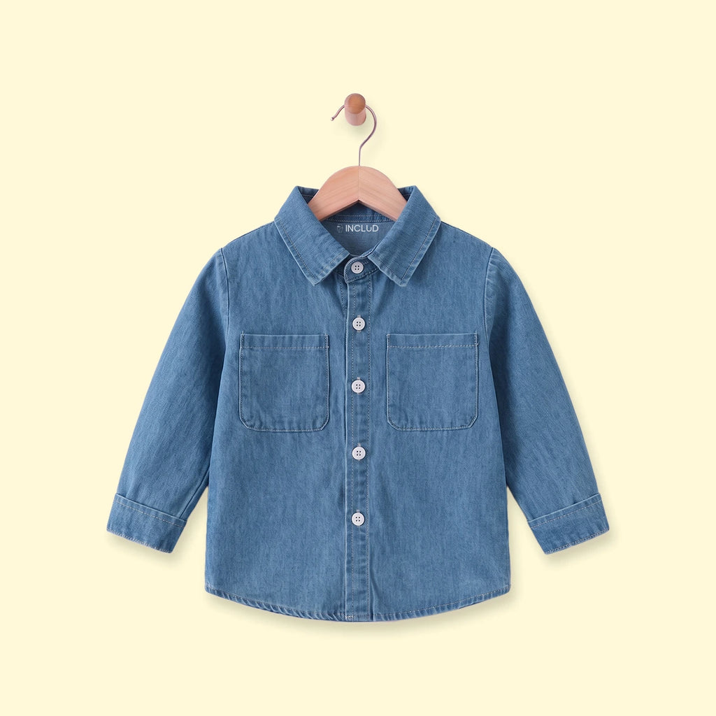 Boys Blue Long Sleeve Denim Shirt Shirts Blue 1-2 Y