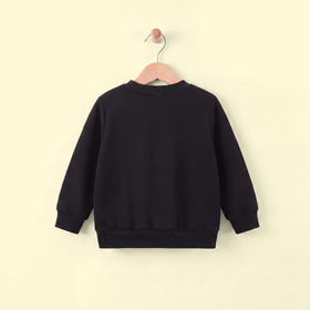Girls Black Cat Graphic Long Sleeve Sweatshirt Sweatshirts & Hoodies