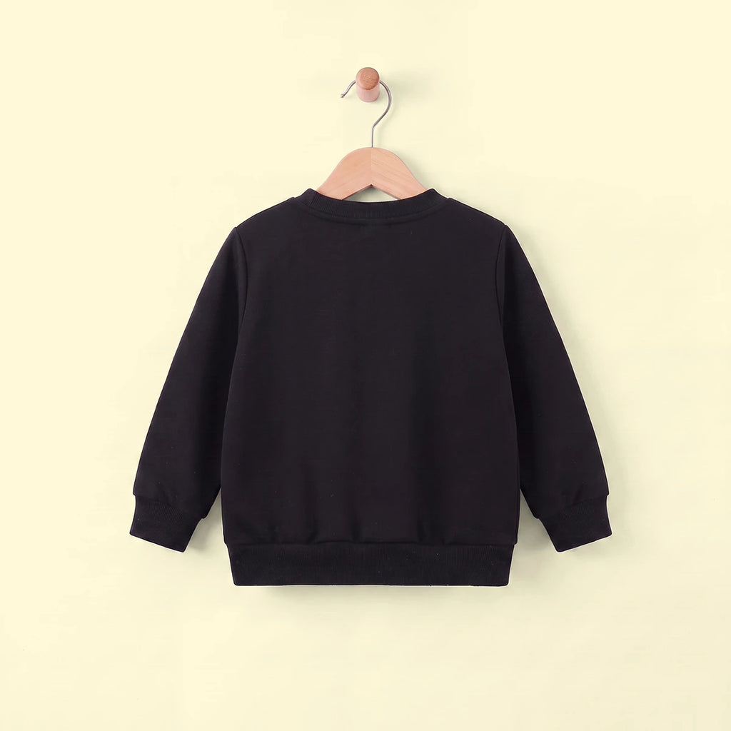 Girls Black Cat Graphic Long Sleeve Sweatshirt Sweatshirts & Hoodies
