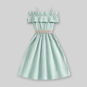 Girls Off Shoulder Fit & Flare Dress Casual Dresses   