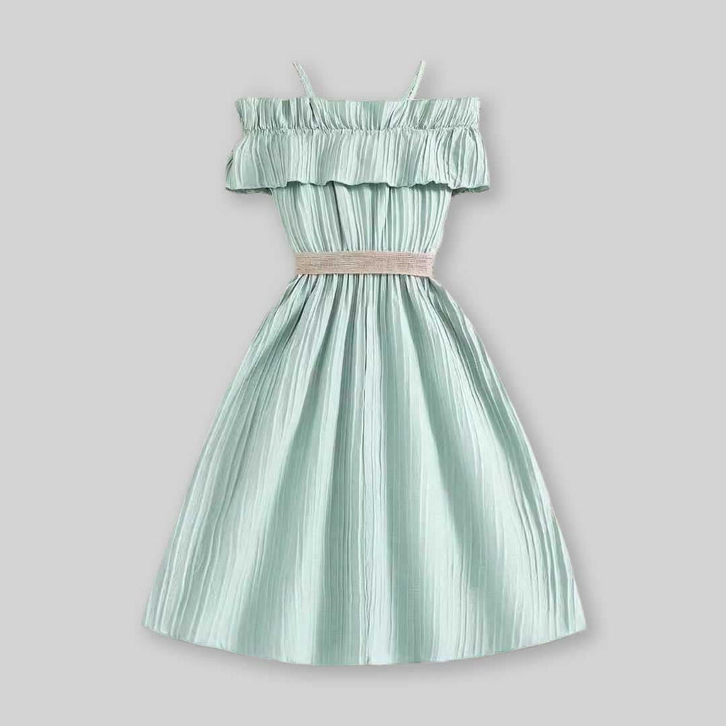 Girls Off Shoulder Fit & Flare Dress Casual Dresses   