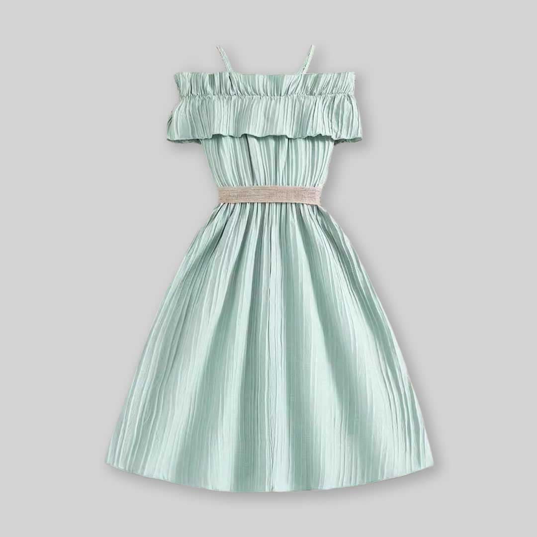 Girls Off Shoulder Fit & Flare Dress Casual Dresses   
