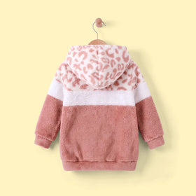Girls Pink Leopard Print Fleece Hooded Sweatshirt Sweatshirts & Hoodies