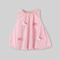 Girls Pink Cat Applique Sleeveless A-Line Dress Casual Dresses