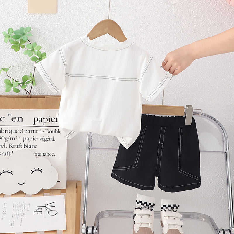 Boys White Short sleeves Alphabet Printed T-Shirt With Shorts Set 2 pc. Sets