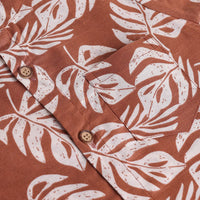 Boys Khaki Leaf Printed Short Sleeve Shirt With Elasticated Shorts Sets 2 pc. Sets