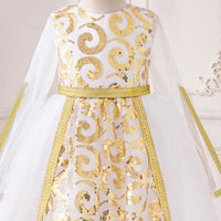 Girls White Embroidered Tulle Overlay Fit & Flare Dress Casual Dresses