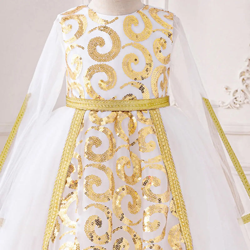 Girls White Embroidered Tulle Overlay Fit & Flare Dress Casual Dresses